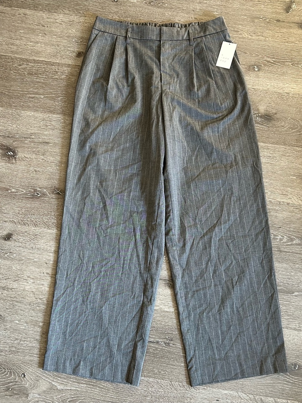 NWT Size 12 A New Day Gray Pinstripe Pleated Pants